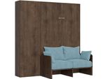 Itamoby - Letto Matrimoniale Francese A Scomparsa 140 Kentaro Con Divano E Colonna Noce, Azzurro