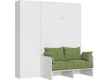 Itamoby - Letto Matrimoniale Francese A Scomparsa 140 Kentaro Con Divano E Colonna Bianco Frassino, Verde