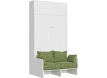 Itamoby - Letto Matrimoniale Francese A Scomparsa 140 Kentaro Con Divano E Pensile Bianco Frassino, Verde