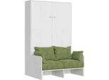 Itamoby - Letto Matrimoniale Francese A Scomparsa 140 Kentaro Con Divano Bianco Frassino, Verde
