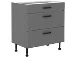 Mobiletto Inferiore Con Cassetti Nelja - Larghezza 80 Cm, Antracite