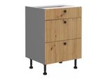 Mobiletto Con Cassetti Nomin - Larghezza 60 Cm, Rovere Artigianale / Antracite
