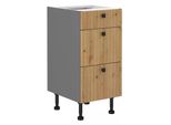 Mobile Da Cucina Con Cassetti Nomin - Larghezza 40 Cm, Rovere Artigianale / Antracite