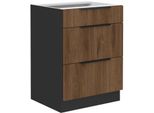 Mobiletto Inferiore Tova - Larghezza 60 Cm, Noce Okapi / Nero
