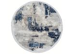 Tappeto Rotondo 100 Cm Stefano - Blu / Grigio
