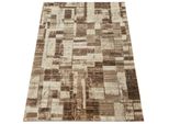 Tappeto Pezzo 140X190 Cm Demian Con Motivo Patchwork - Marrone / Beige