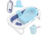 Jiubiaz Culla Per Neonati Culla Per Bambini Pieghevole Pieghevole Per Il Bagnetto Sicuro 3 In 1 0-6 Anni Con Piedini Portatile Blu