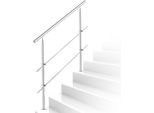 Corrimano Vingo In Alluminio, Ringhiera Per Scale Interne Ed Esterne, 160 Cm, Ø 42 Mm, Con 2 Supporti A Croce Per Il Giardino, Le Scale Interne, L'ingresso Di Casa E Molto Altro Ancora