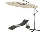 Jiubiaz 3,5 M Ombrellone UV40+ Camping Pendulum Ombrellone Padiglione Giardino -Beige