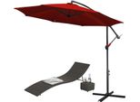 Jiubiaz 3,5 M Ombrellone UV40+ Camping Pendulum Ombrellone Padiglione Giardino - Rosso