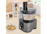 5L Küchenmaschine, Küchenmaschinen, 3 in 1 Obstschneidemaschine, 600W Gemüsewürfelmaschine, Grau