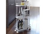 Yamazaki Home Carrello Da Cucina Con Rotelle Carrello Rotante Carrello Midway Scaffale Da Cucina In Metallo A 3 Livelli Bianco 12X66X38Cm