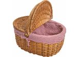 1.02 Cestino Da Picnic In Vimini Con Coperchio - Tessuto Rosso/Bianco