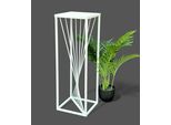 Dandibo Sgabello Per Fiori In Metallo Bianco Quadrato 70 Cm Tavolino Portafiori 96566 Colonna Di Fiori Design Moderno Sgabello Portapiante
