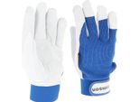 1 Paio Di Guanti In Pelle "Simson"" - Bianco/Blu, Taglia: S"