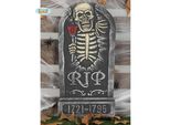 Halloween Scheletro Decorazione Lapide Teschio Atmosfera Spaventosa Decorazione Giardino Teschio Rilievo Pietra Horror Festa Cimitero Decorazione, Colore: Grigio