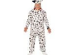 Kigurumi Costume Animale Dalmata Carnevale Tuta Intera Cappuccio Nero Bianco, Taglia: 52 - 54 (L) Colore: Bianco