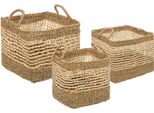 Set Di 3 Cestini Quadrati - Canna - Atmosphera CréAteur D'intéRieur
