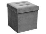 Klappbarer Hocker "Lysandre"" Grau Mit Samteffekt - Atmosphera Interior Designer"