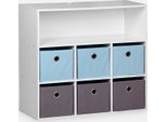 Armadio Contenitore Per Cameretta Dei Bambini Con 6 Cestini, Blu