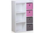 Contenitore Per Bambini Con 4 Cestini, Rosa