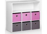 Armadio Contenitore Per Cameretta Dei Bambini Con 6 Cestini, Rosa