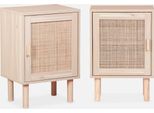 Set 2 Comodini In Canna, Marrone Naturale