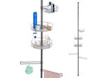 Bremermann Scaffale Telescopico Per Bagno, 3 Cestini, 2 Aste, Fino A Max. 290 Cm Circa, Grigio