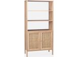 Libreria Effetto Legno E Canna, 4 Livelli, Marrone Naturale