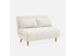 Sweeek - Divano Letto A 2 Posti Con Rivestimento Bouclé - Crema