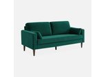Sweeek - Divano A 3 Posti Con Rivestimento In Velluto E Gambe In Legno - Verde