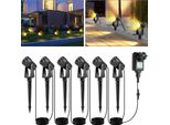Swanew Faretto Da Giardino A Led Da 6 Pezzi Con Picchetto A Terra, Illuminazione Da Giardino Con Faretto Da Esterno Con Spina Impermeabile IP65 Bianco Caldo