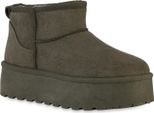Van Hill Stivali Con Plateau Foderati Caldi Da Donna Scarpe Invernali Con Suola Profilata 840609, Colore: Verde Oliva, Taglia: 36