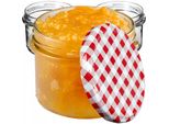 Kadax Barattoli Per Conserve Con Coperchio "Tartu"", Barattoli Per Conserve, 235Ml, 10 Pezzi, Coperchio Rosso A Scacchiera"