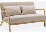 Sweeek - Panca Di Design A 2 Posti In Legno Con Rivestimento In Tessuto - Beige