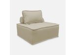 Sweeek - Poltrona Modulabile Senza Braccioli, Capitonné E Con Bordature - Beige