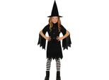 Costume Da Strega Halloween Magica Tenuta Da Bambino Con Cappello Sbarazzino E Affascinante Tunica Ideale Per I Piccoli Fan Della Paura Contrasto Nero Aura Mistica, Taglia: 110/116 Colore: Nero