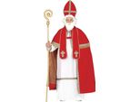 Costume Da Babbo Natale Adulto Cappotto Cappello Tunica Sciarpa Carnevale Festivo Rosso, Taglia: 48 - 50 (M) Colore: Bianco