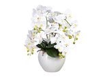 Orchidea Phalaenopsis 56 Cm In Bianco, Pianta Artificiale In Elegante Vaso Di Ceramica Con Real Touch