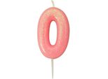 Anniversary House - Glitter - Candela Di Compleanno "Numero 0"", Metallizzata SG30156 (Taglia Unica) (Rosa)"