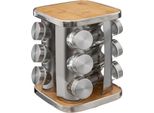 5 Five Simply Smart Drehbares GewüRzregal Rota Mit 12 GewüRzdosen, GewüRzstäNder, Bambus, Edelstahl, 189583