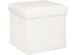 Pouf Pieghevole "Ezzio"" In Legno - Bianco - Atmosphera CréAteur D'intéRieur"