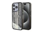 Guess Guhcp15Llfcsegk Custodia Rigida Per Iphone 15 Pro 6.1 Czarny/Nero Liquid Glitter Gold Stripes
