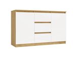 Cassettiera Ampia Con Cassetti E Ante Elbe - Rovere Artigianale / Bianco