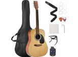 Vevor Chitarra Acustica Dreadnought, 41 Pollici, Chitarra A 6 Corde In Abete Massello Naturale, Pacchetto Per Principianti Con Borsa Da Concerto, Accordatore, Tracolla, Corde, Plettri, Capotasto, Tastiera In Palissandro, Per Adulti Di Statura Elevata