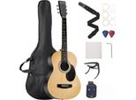 Vevor Chitarra Acustica Dreadnought, 36 Pollici, 6 Corde Naturali Con Top Solido, Pacchetto Portatile Con Borsa Da Concerto, Accordatore, Tracolla, Corde In Acciaio, Plettri, Capotasto, Tastiera In Palissandro, Per Principianti E Ragazzi Con Mani Piccole