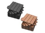Set Di 22 Piastrelle Per Terrazza Tolletour In Wpc, Piastrelle In Wpc 2M², Superficie Antiscivolo, Piastrelle A Incastro Effetto Legno - Antracite, 30X30Cm Al Pezzo