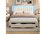 Letto Imbottito Fortuna Lai 180X200 Cm, Idraulico, Letto Contenitore In Velluto, Con Testiera E Rete A Doghe, Beige