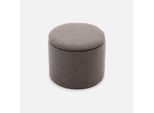 Pouf In Tessuto Con Contenitore, Beige