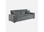 Sweeek - Divano A 3 Posti Con Funzione Letto E Rivestimento In Velluto A Coste - Grigio Scuro